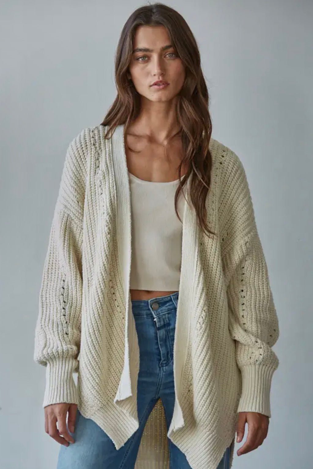 Knit sweater Open Front Cardi - Flea Boutiques