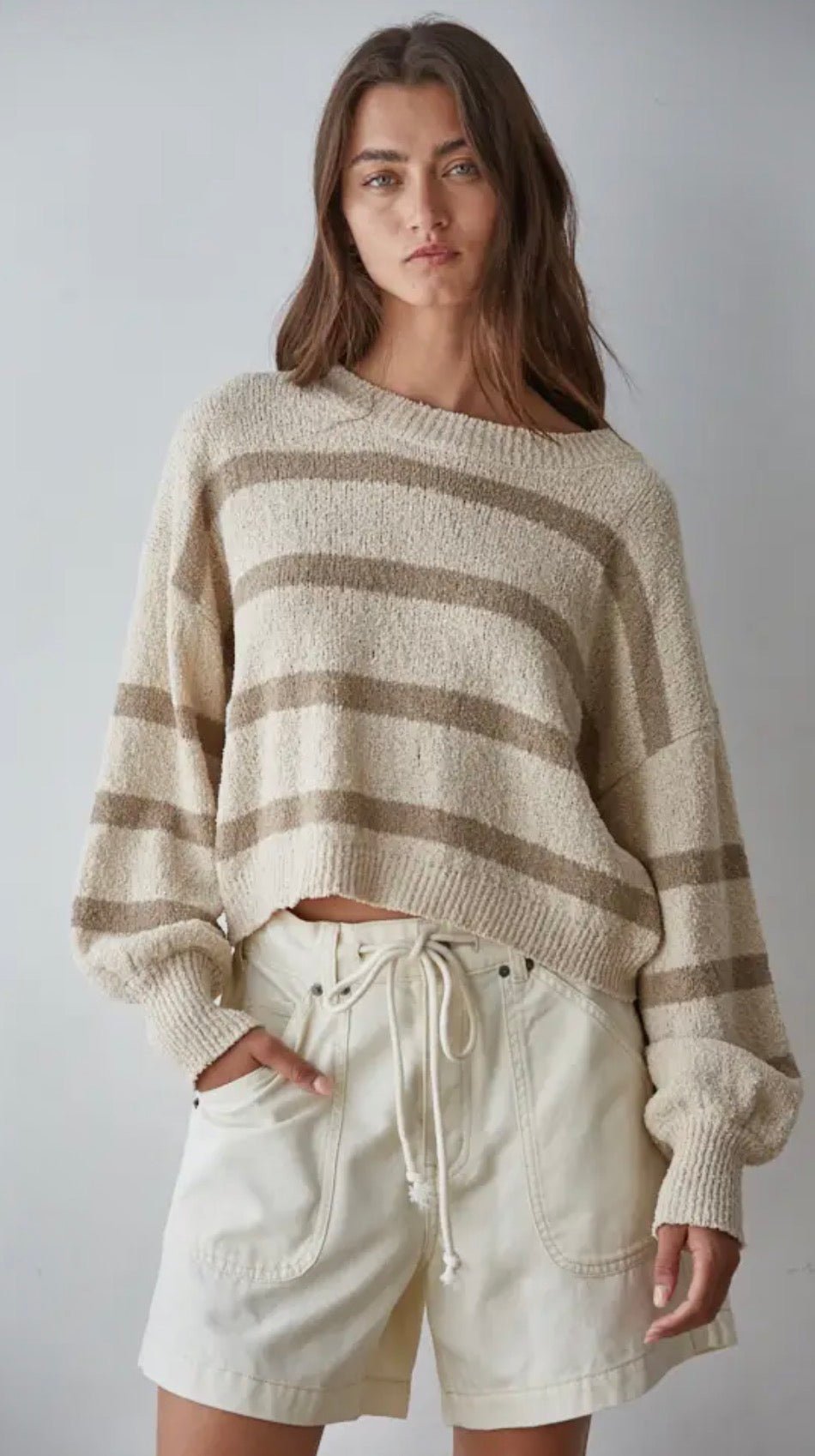 Knit Sweater Striped Crewneck - Flea Boutiques