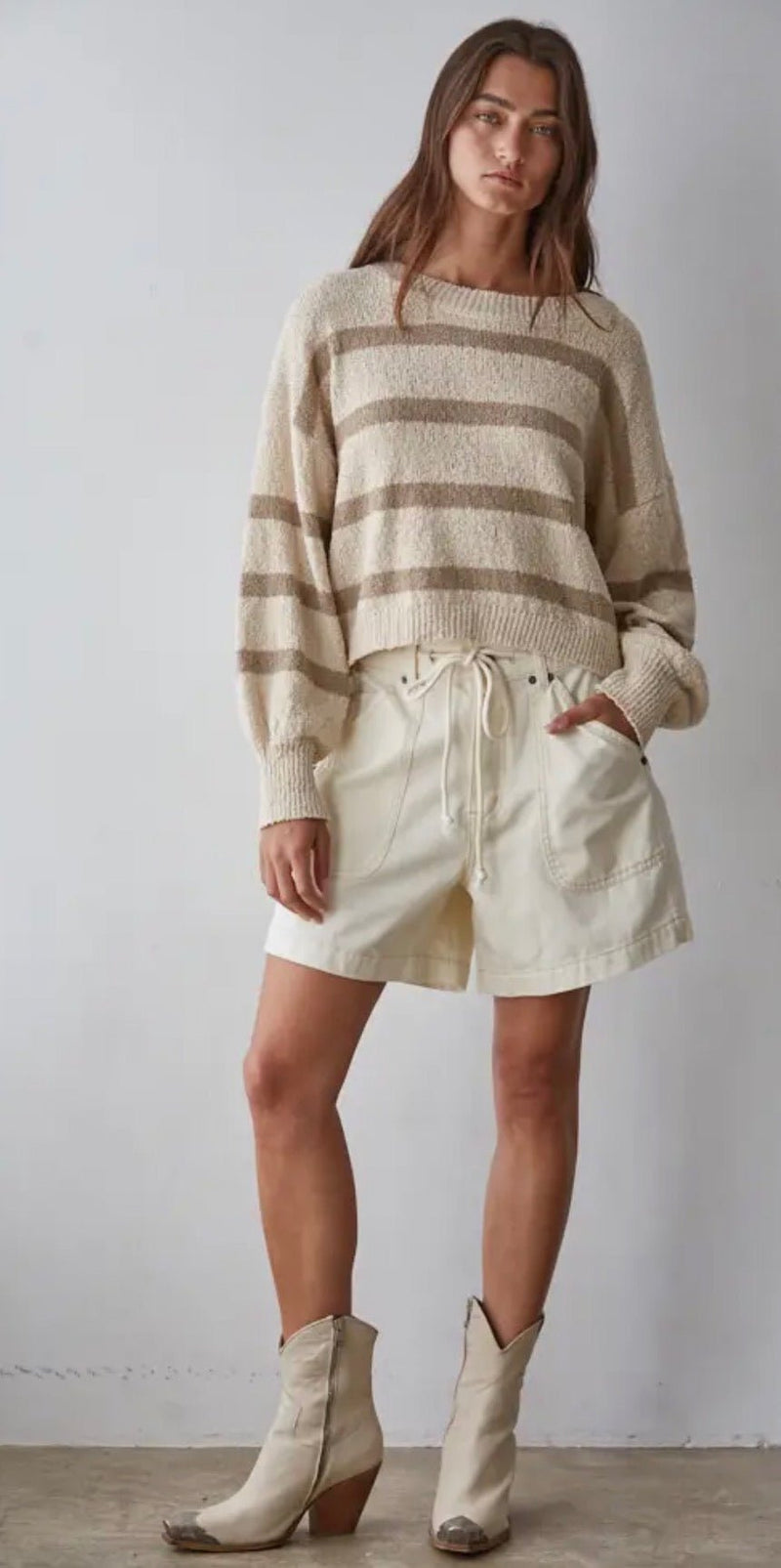 Knit Sweater Striped Crewneck - Flea Boutiques