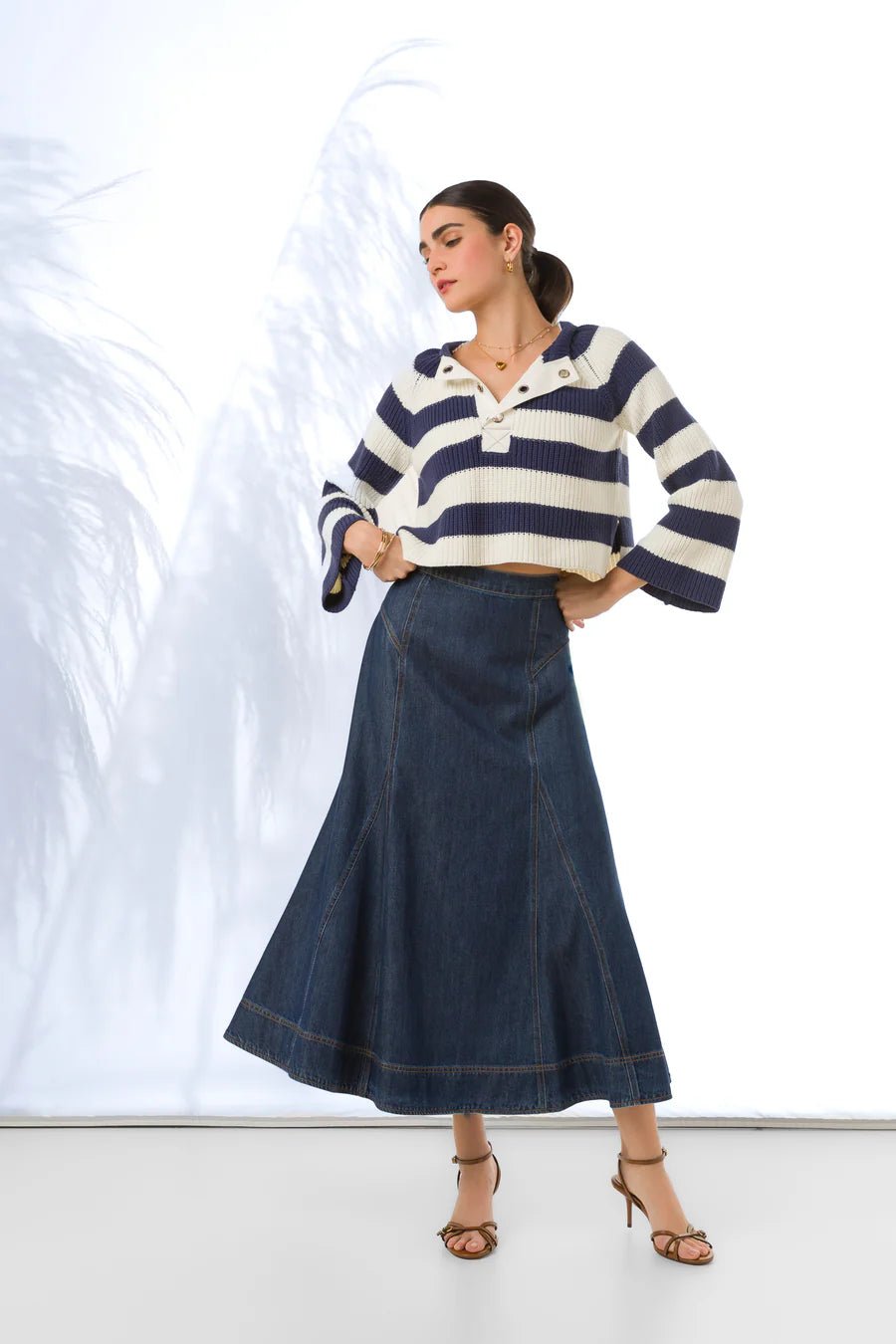 Krissa Denim Circle Skirt - Flea Boutiques