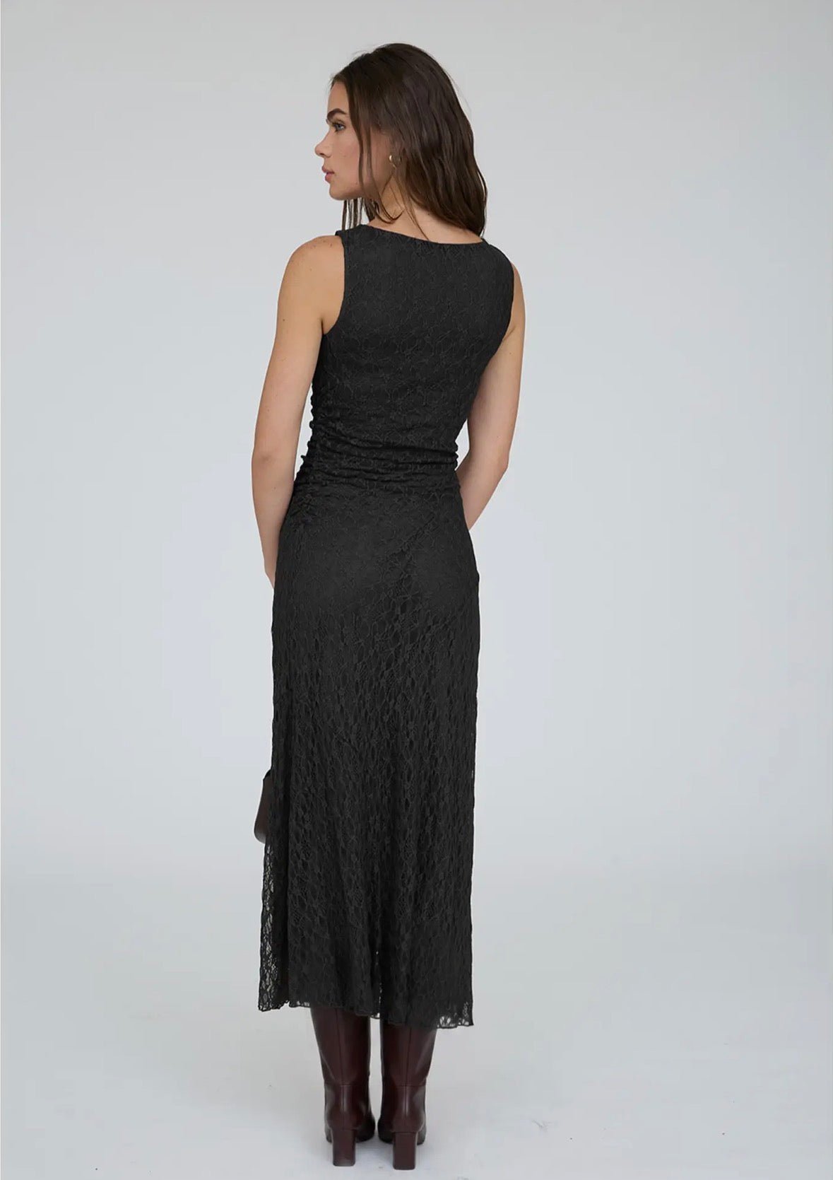 Lace Ruched Tank Midi Dress - Flea Boutiques