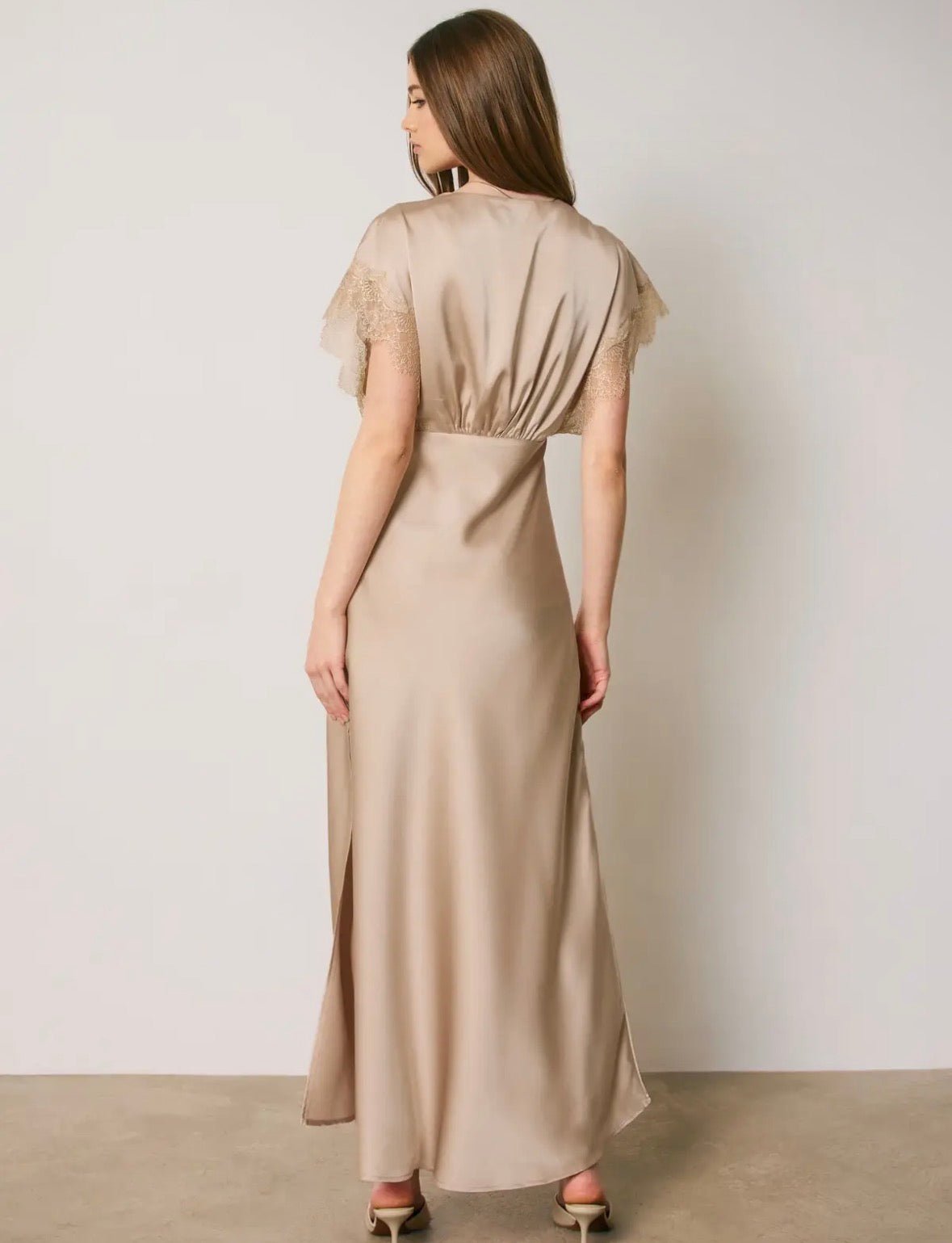 Lace Sleeve Blouson Maxi Dress - Flea Boutiques