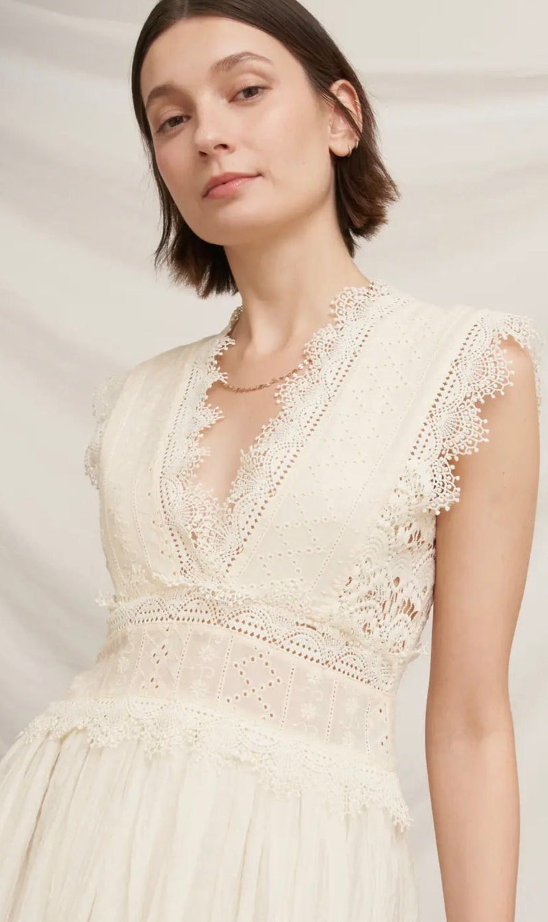 Lace Trimmed Midi Dress - Flea Boutiques
