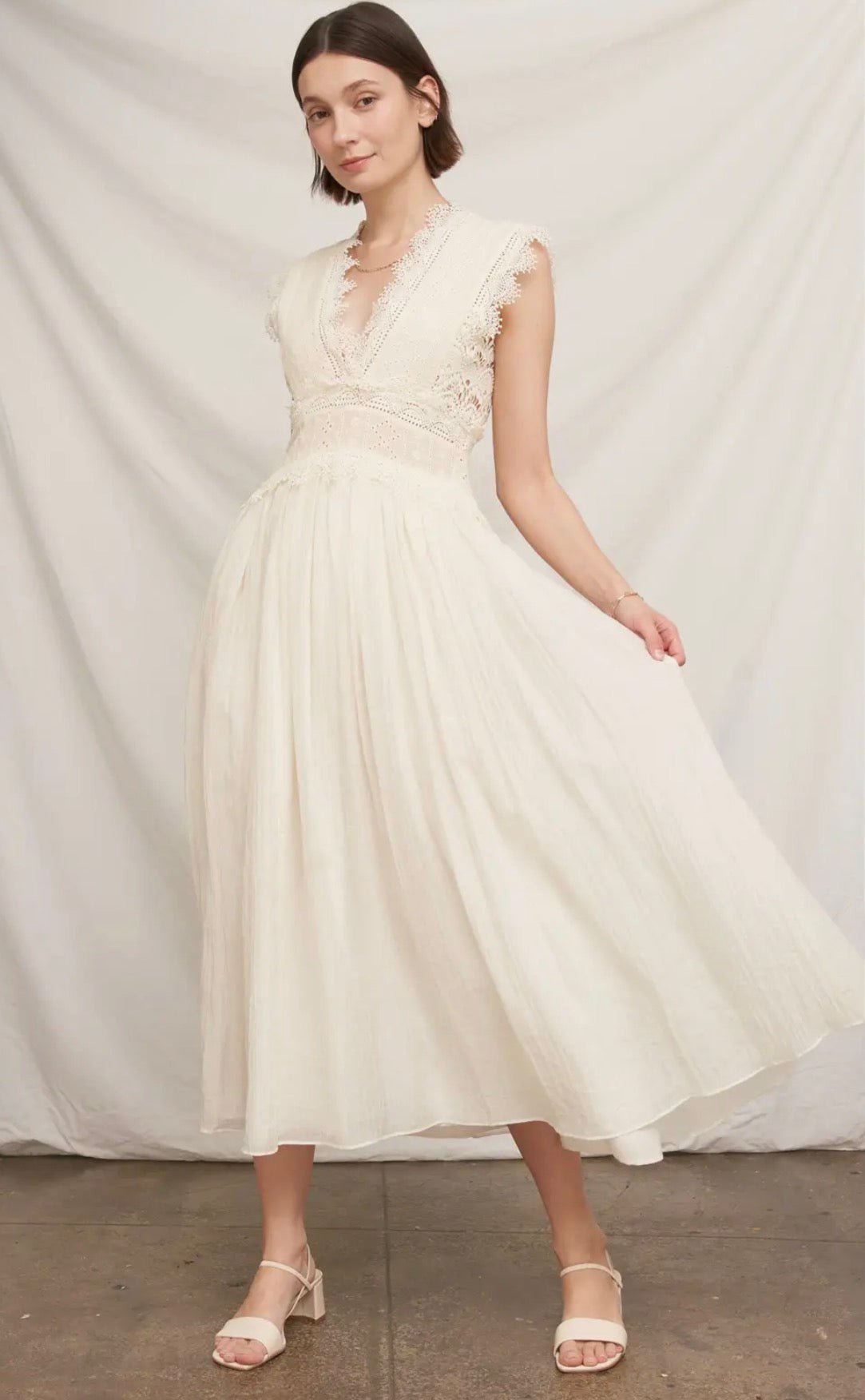 Lace Trimmed Midi Dress - Flea Boutiques