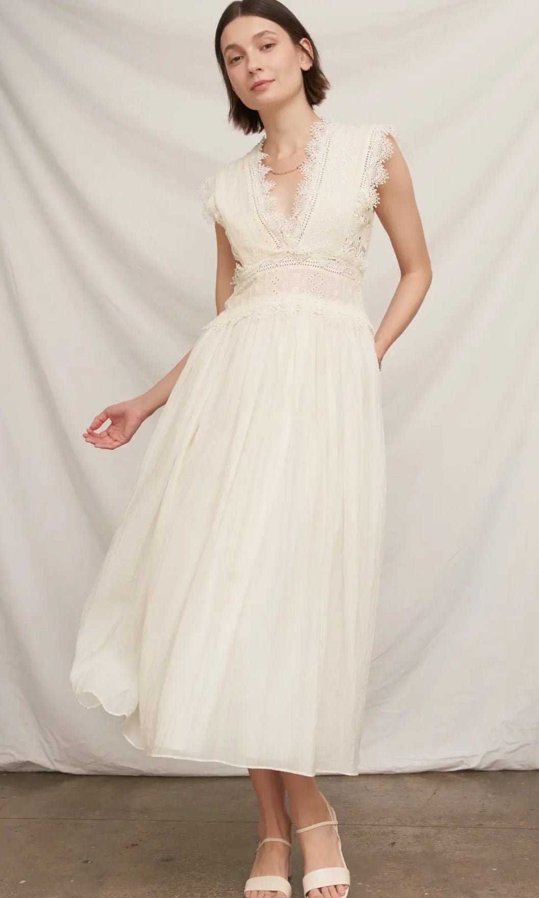 Lace Trimmed Midi Dress - Flea Boutiques