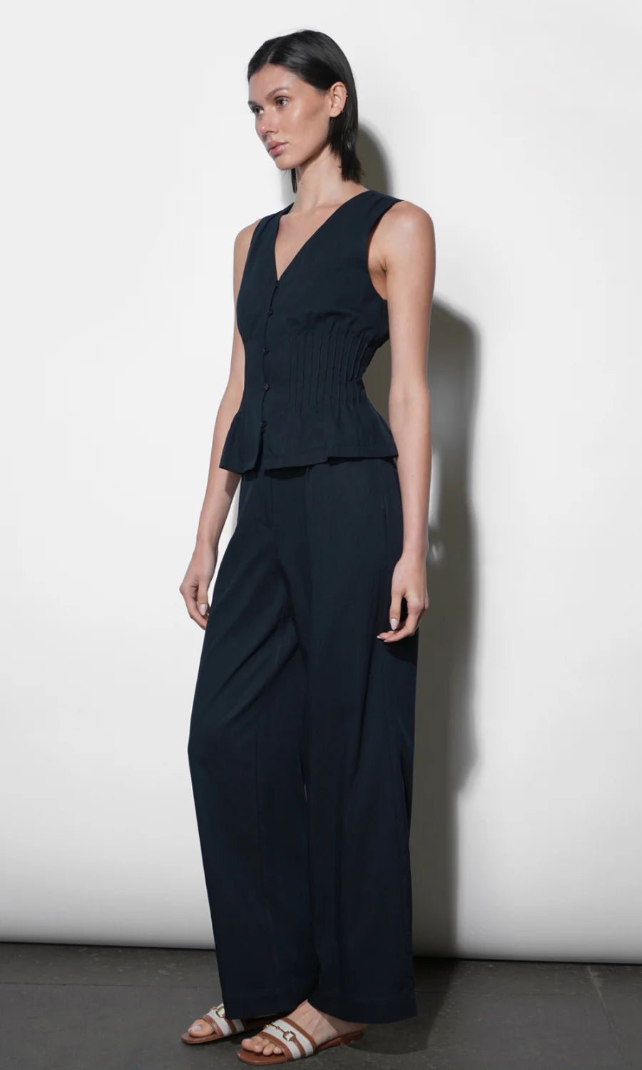 Lacey Pintuck Sleeveless Top - Flea Boutiques