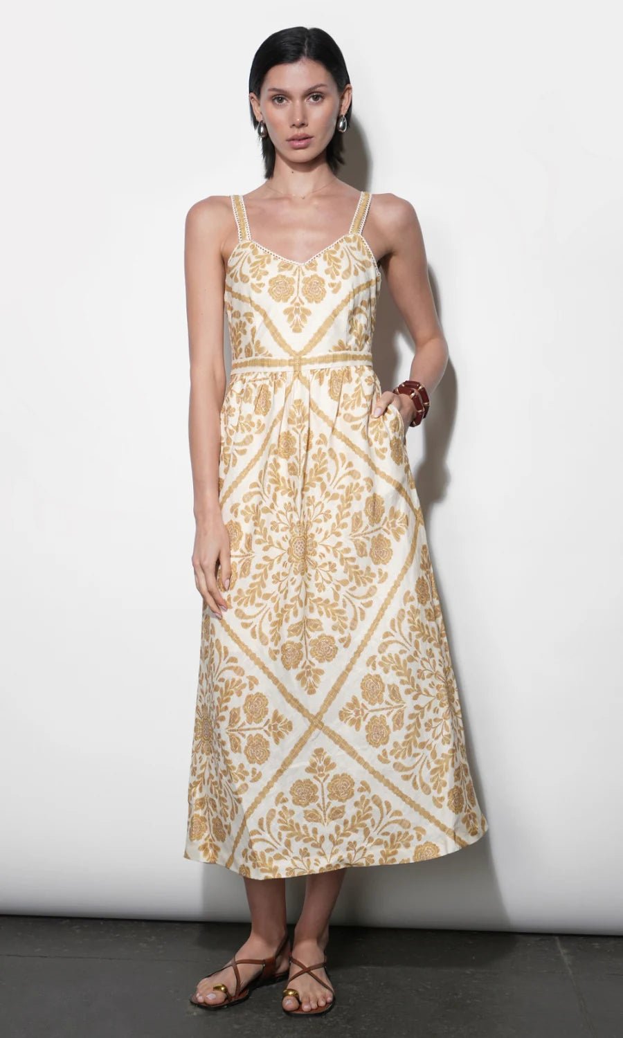 Layla Scarf Print Midi Dress - Flea Boutiques