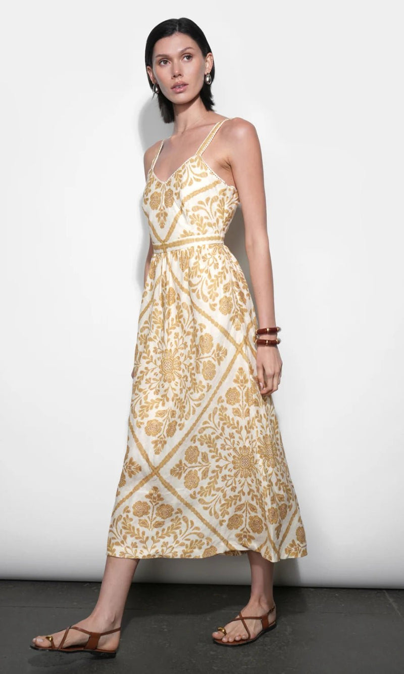 Layla Scarf Print Midi Dress - Flea Boutiques
