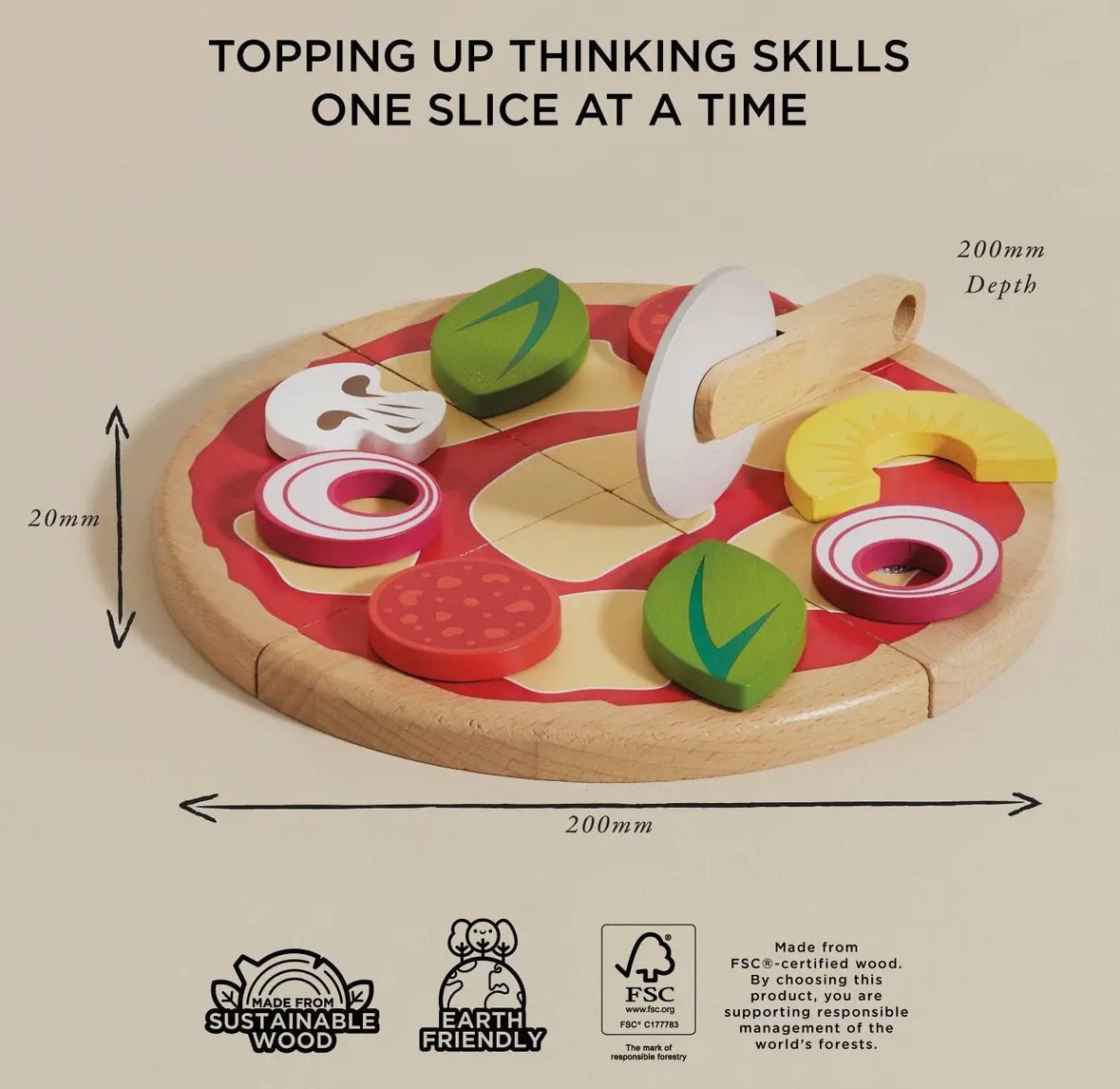 Le Toy Van Wooden Pizza & Toppings with Slice Cutter - Flea Boutiques