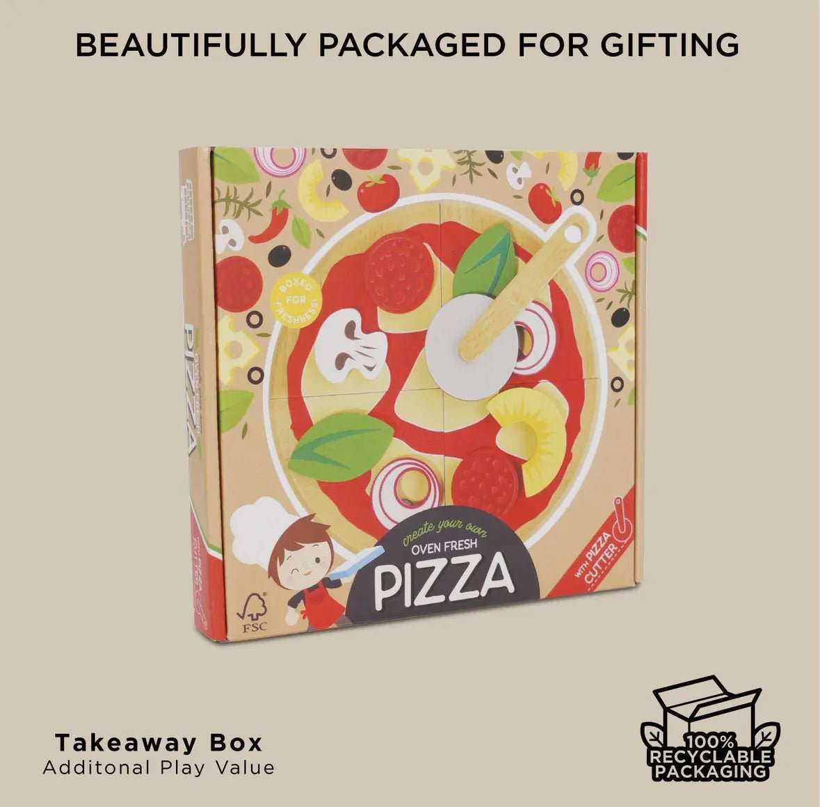 Le Toy Van Wooden Pizza & Toppings with Slice Cutter - Flea Boutiques