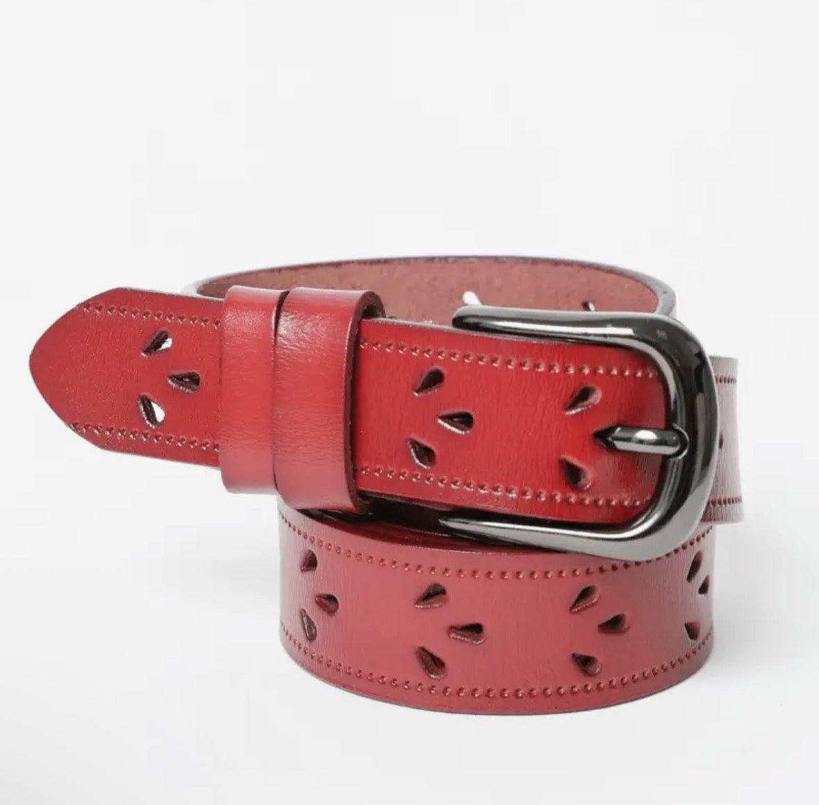 Leather Belt with Petal Design - Flea Boutiques