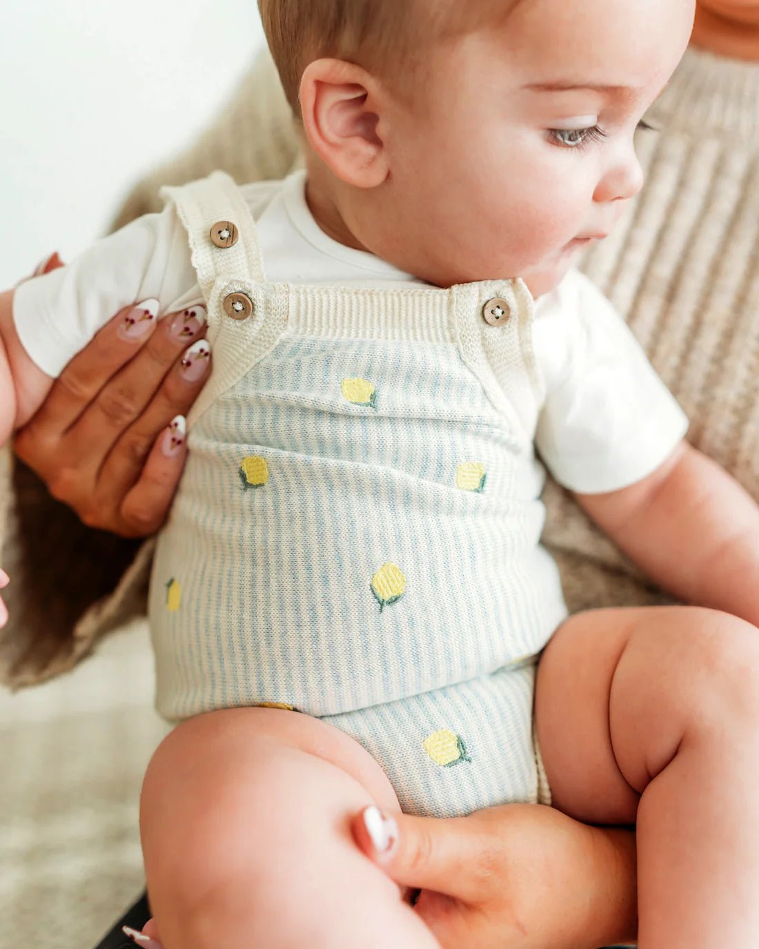 Lemon Stripe embroidered Romper Set - Flea Boutiques