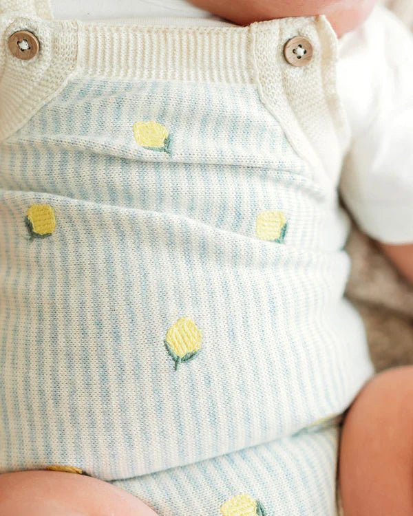Lemon Stripe embroidered Romper Set - Flea Boutiques