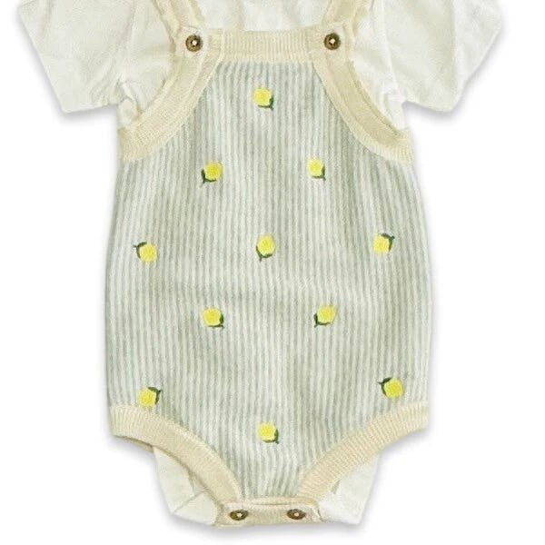 Lemon Stripe embroidered Romper Set - Flea Boutiques