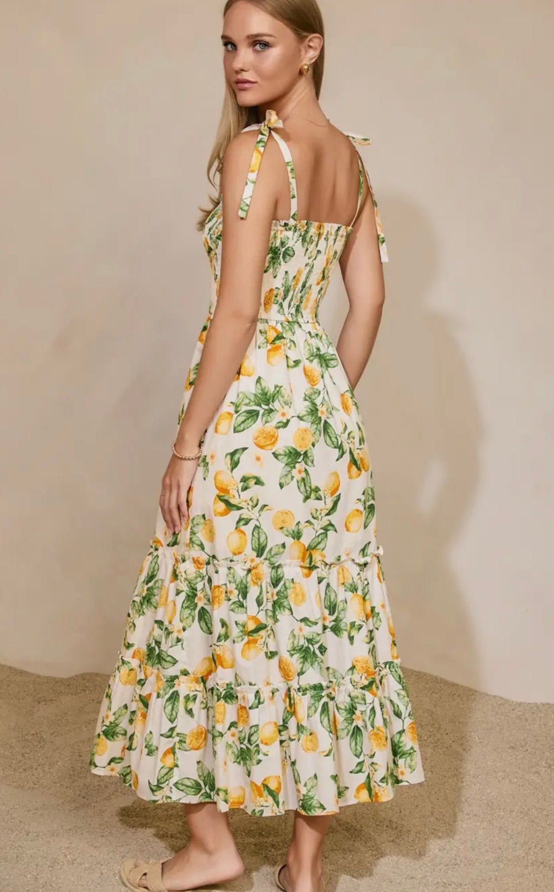 Lemon Tie Shoulder Dress - Flea Boutiques