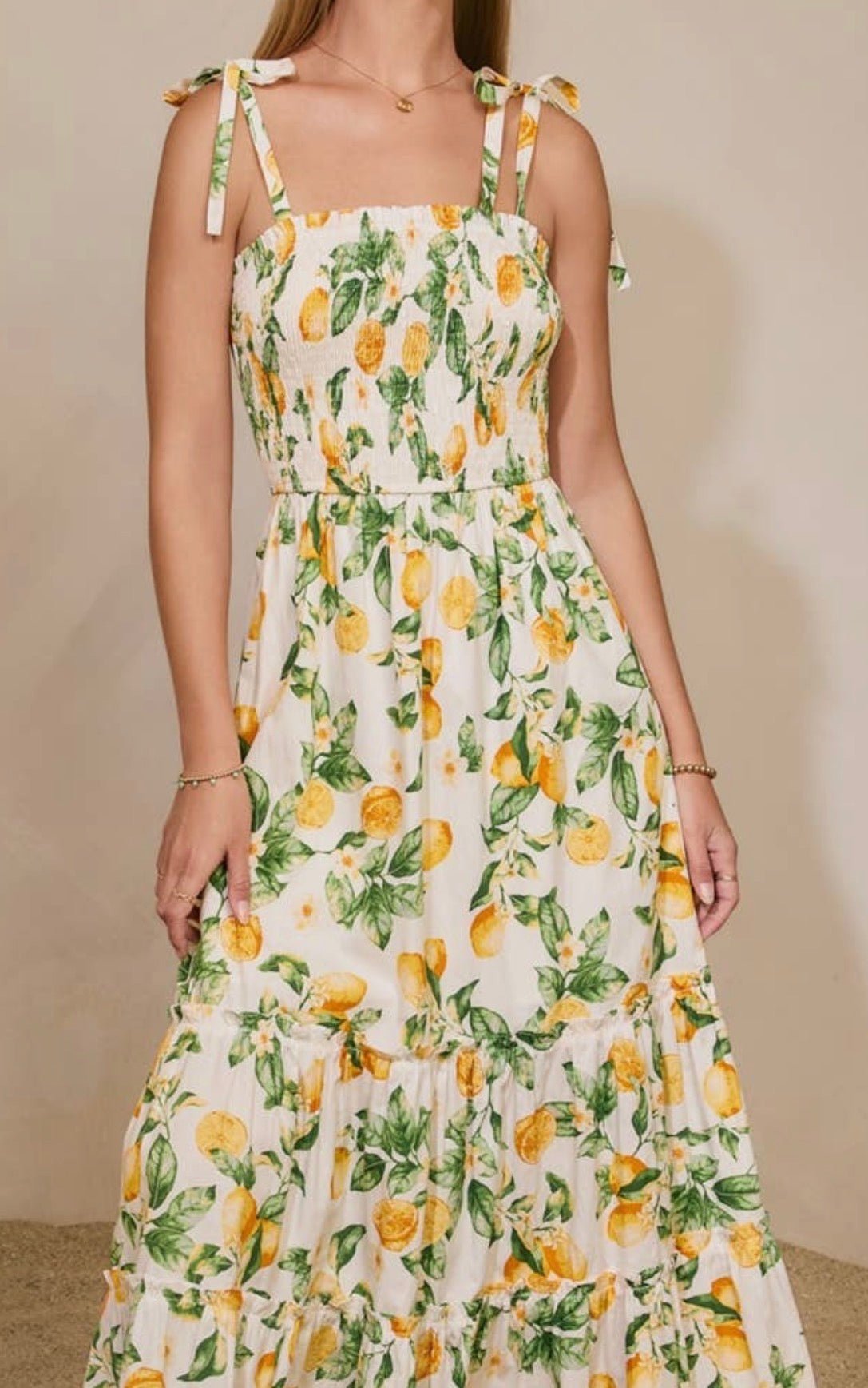 Lemon Tie Shoulder Dress - Flea Boutiques
