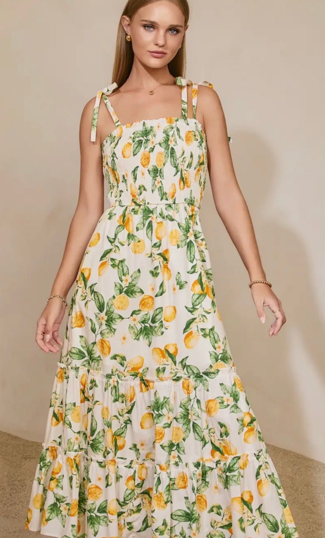 Lemon Tie Shoulder Dress - Flea Boutiques