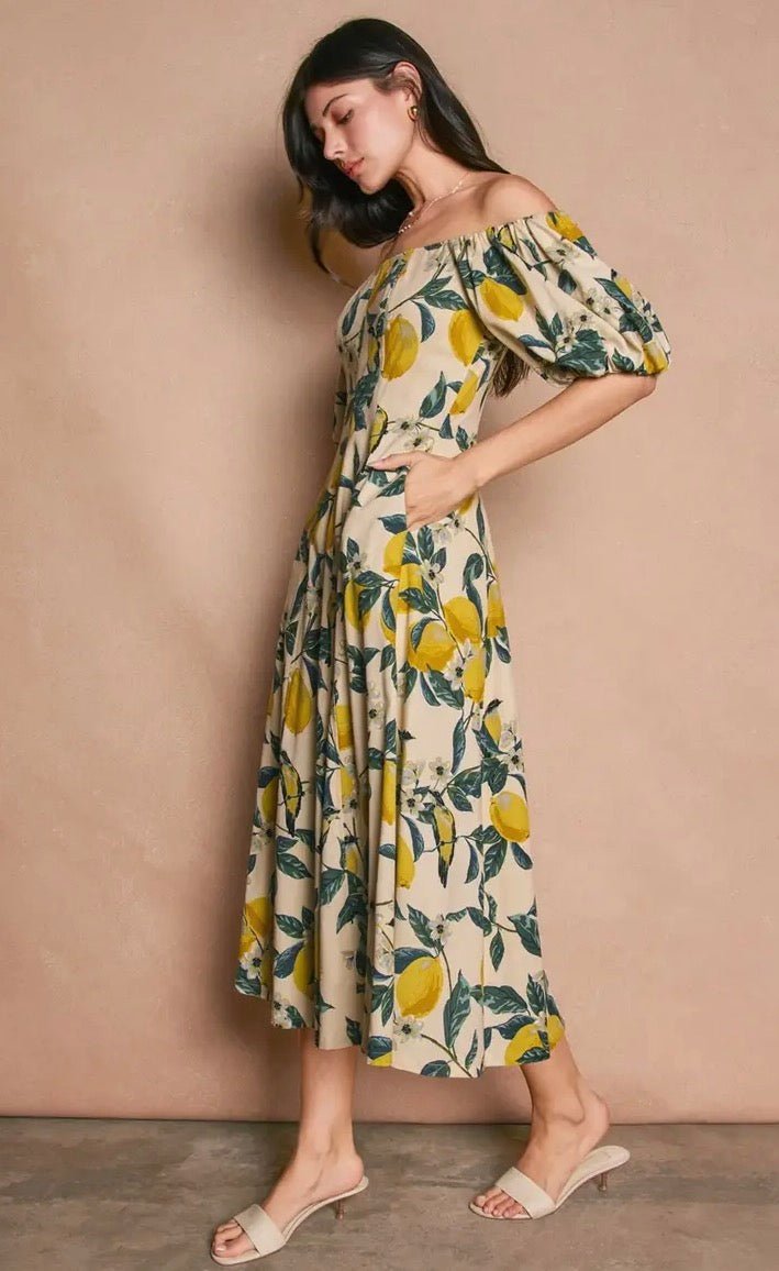 Lemonade Off Shoulder Midi Dress - Flea Boutiques