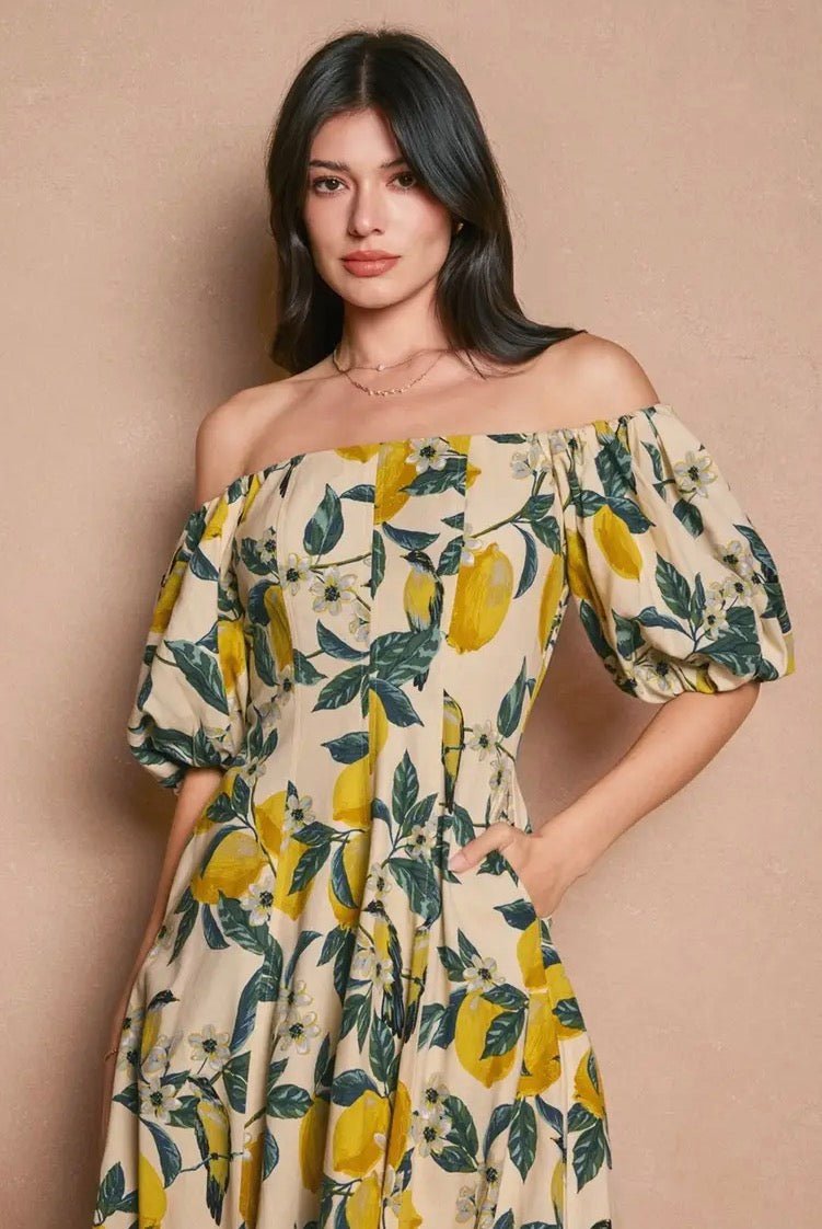 Lemonade Off Shoulder Midi Dress - Flea Boutiques