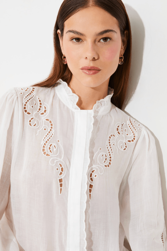 Leony Eyelet L/S Blouse - Flea Boutiques