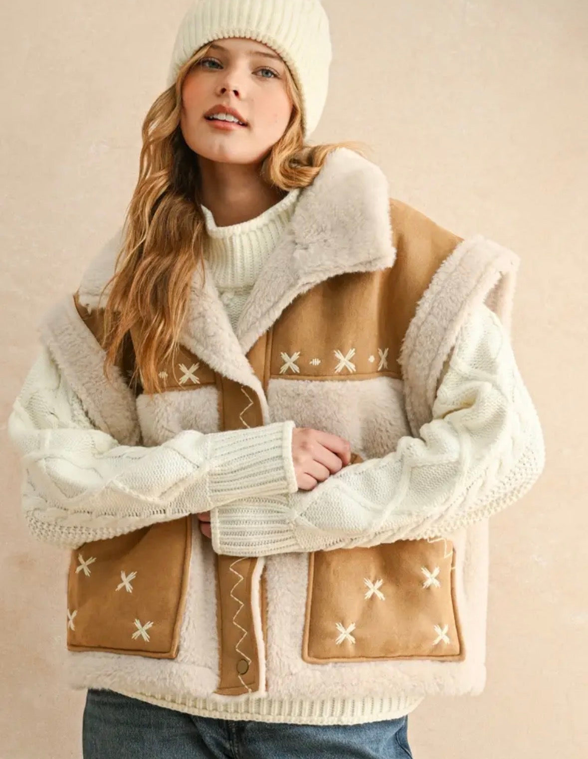 Suede & Sherpa Combo Vest