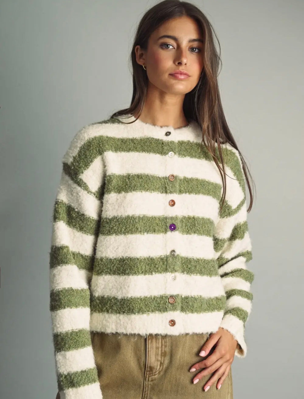 Wide Stripe Pattern Cardi
