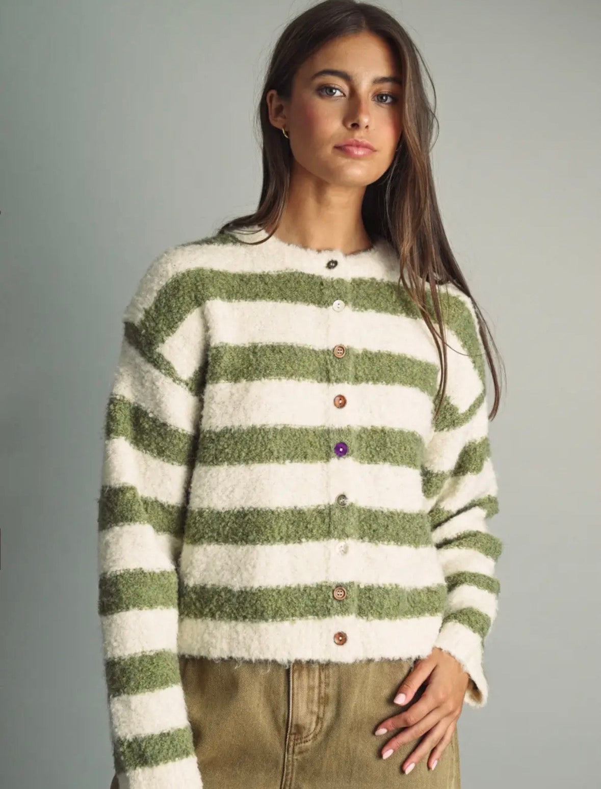 Wide Stripe Pattern Cardi
