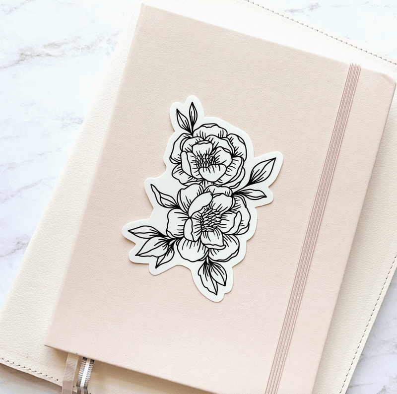Line Drawn peonies - Flea Boutiques