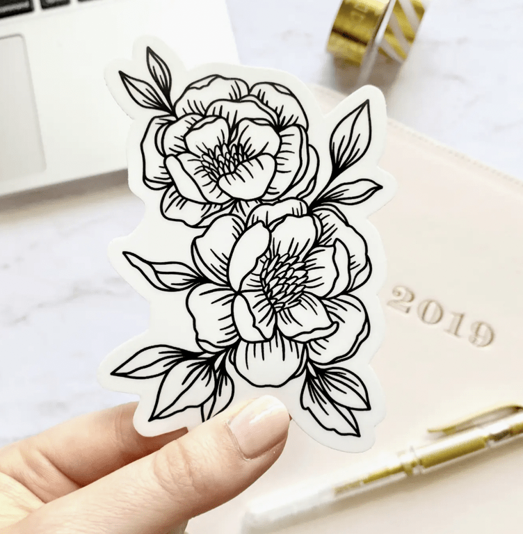 Line Drawn peonies - Flea Boutiques