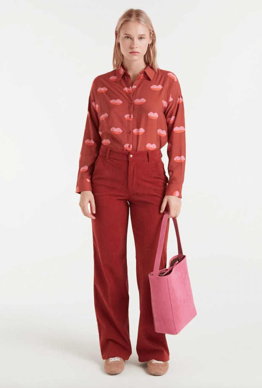 Lip Print Button Down - Flea Boutiques