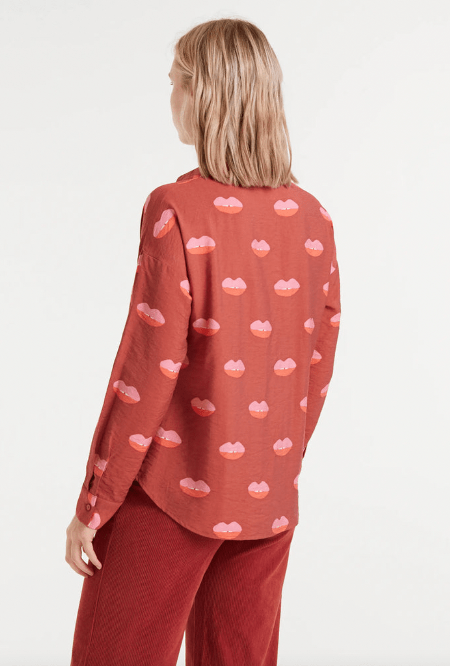 Lip Print Button Down - Flea Boutiques
