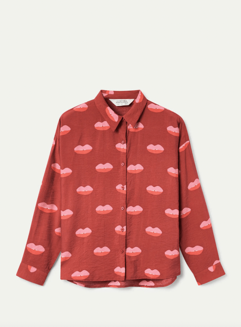 Lip Print Button Down - Flea Boutiques