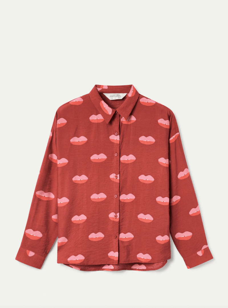 Lip Print Button Down - Flea Boutiques