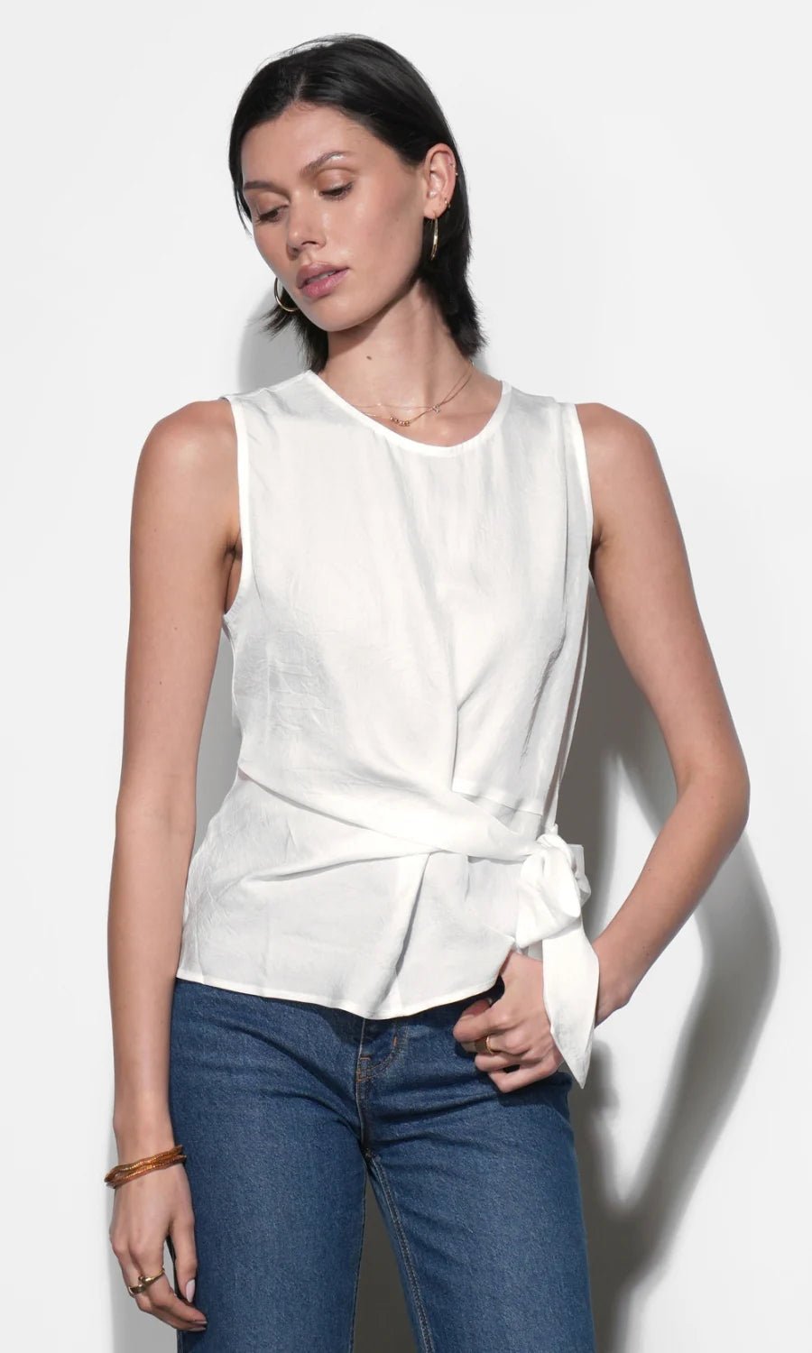 Lola sleeveless Side Tie Blouse - Flea Boutiques