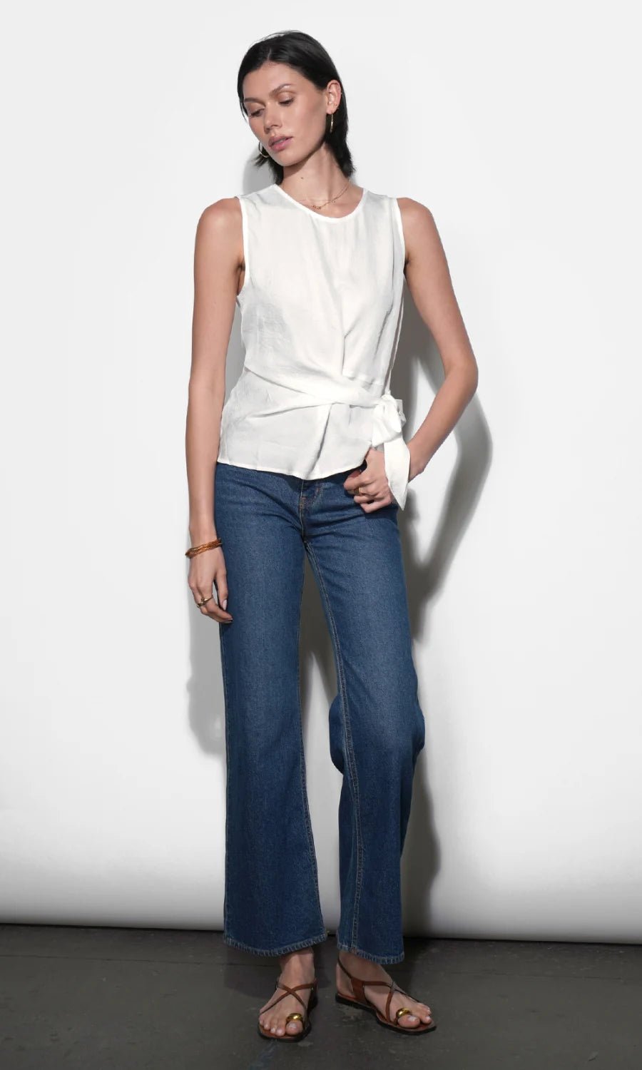 Lola sleeveless Side Tie Blouse - Flea Boutiques