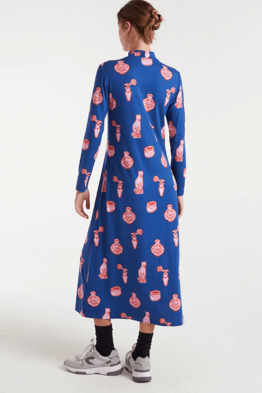 Long Cat Print Dress - Flea Boutiques