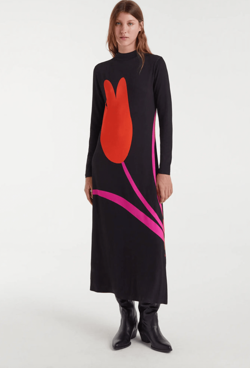 Long Dress with Flower - Flea Boutiques