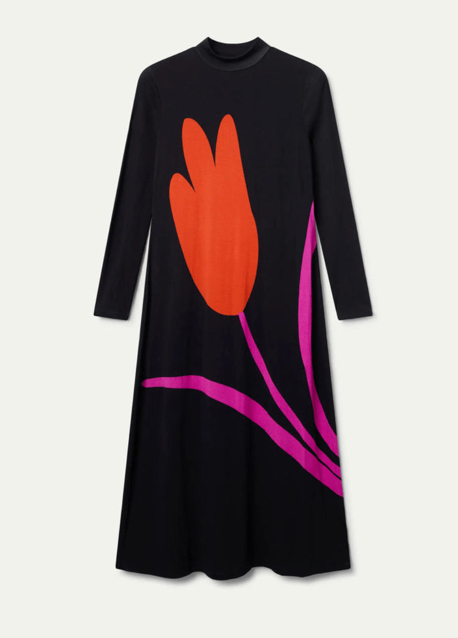 Long Dress with Flower - Flea Boutiques
