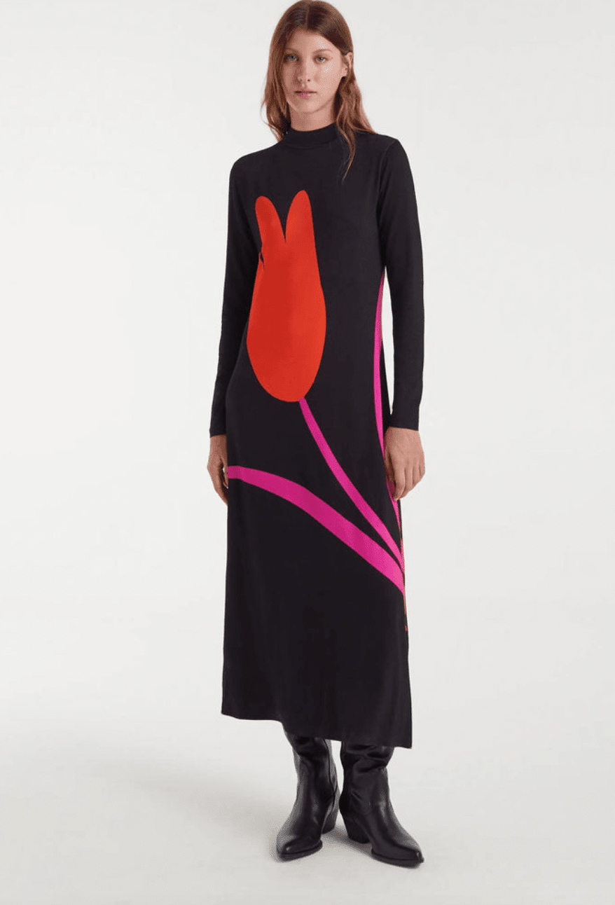 Long Dress with Flower - Flea Boutiques