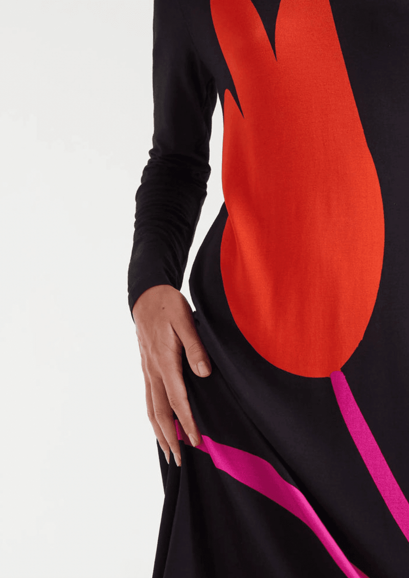 Long Dress with Flower - Flea Boutiques