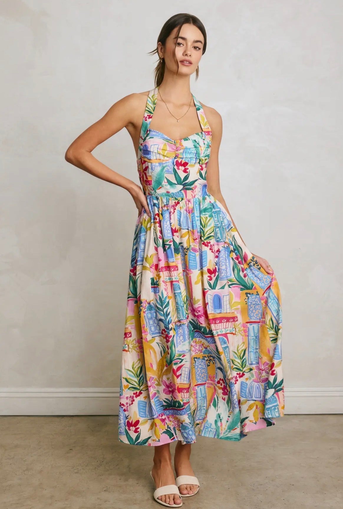 Long Summer Halter Dress - Flea Boutiques