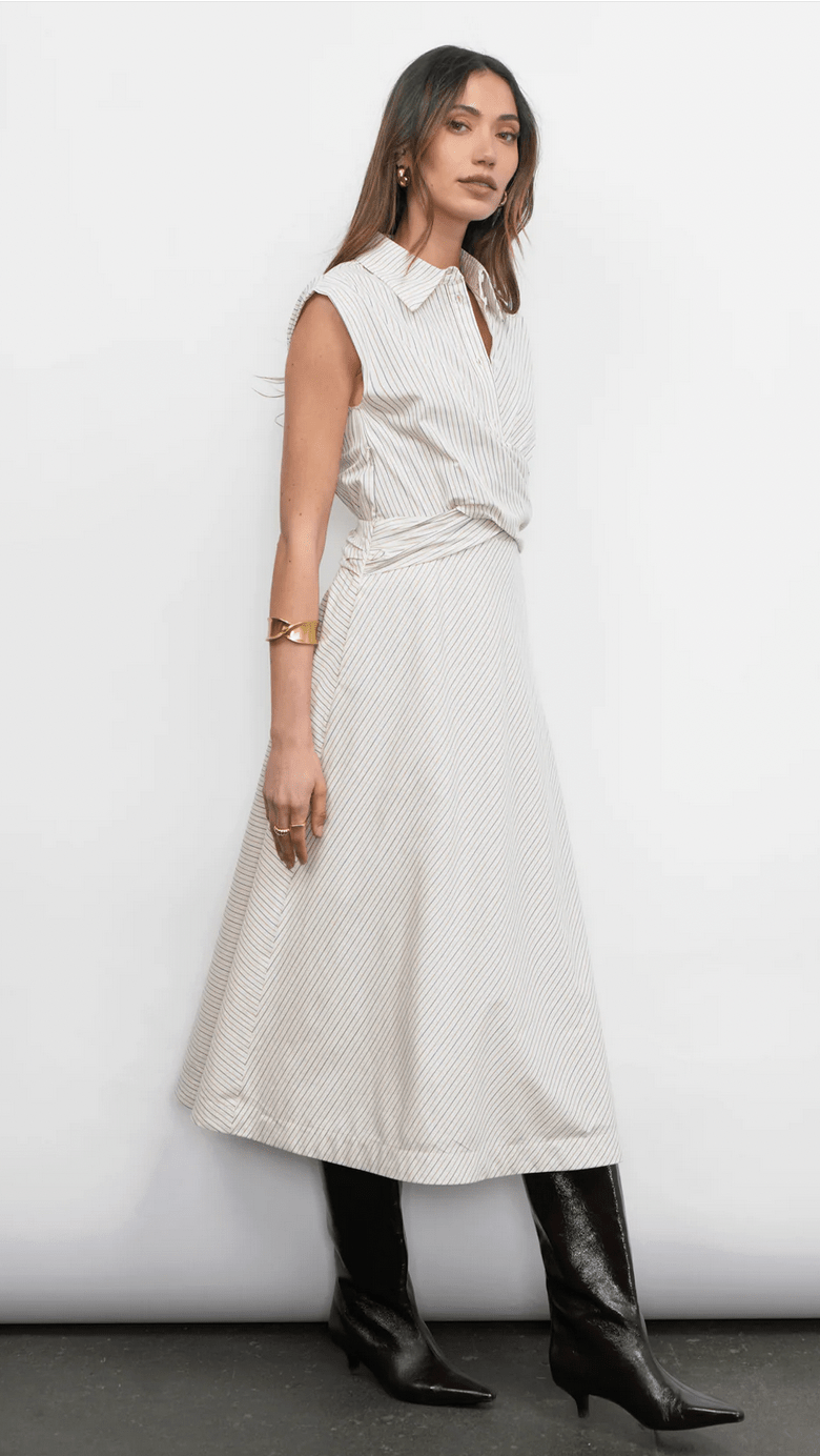 Lorena Shirt Collar Midi Dress - Flea Boutiques