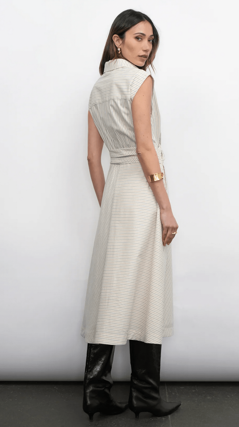 Lorena Shirt Collar Midi Dress - Flea Boutiques