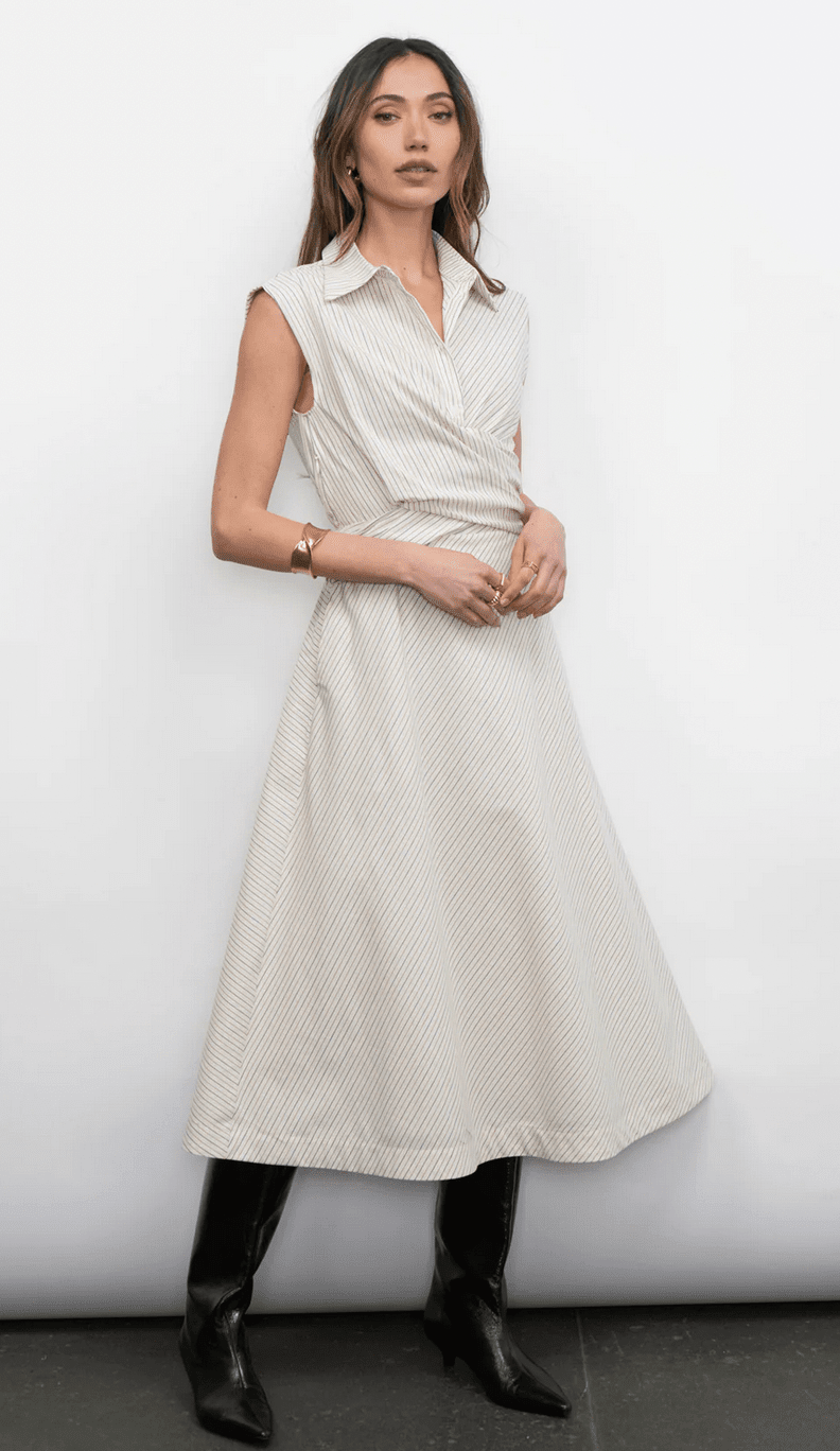 Lorena Shirt Collar Midi Dress - Flea Boutiques