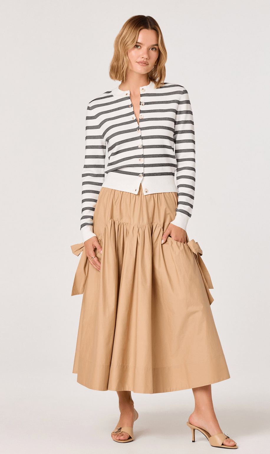 Lylah Midi Bow Detail Skirt - Flea Boutiques