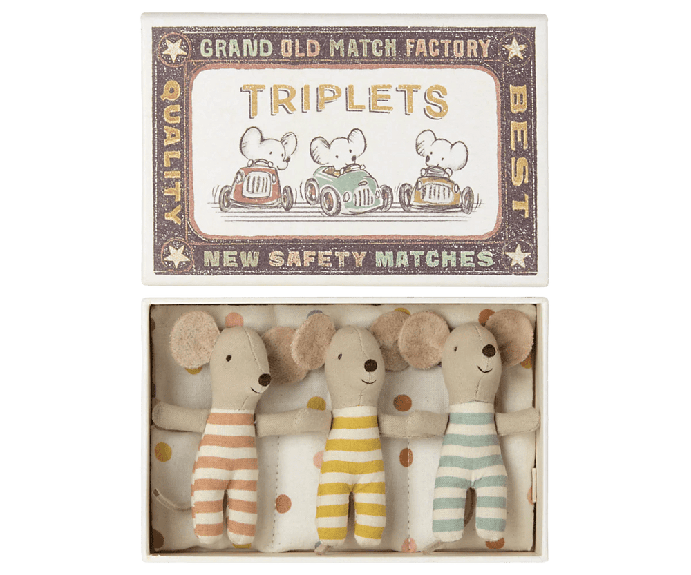 Maileg Baby Triplets Mice in Matchbox