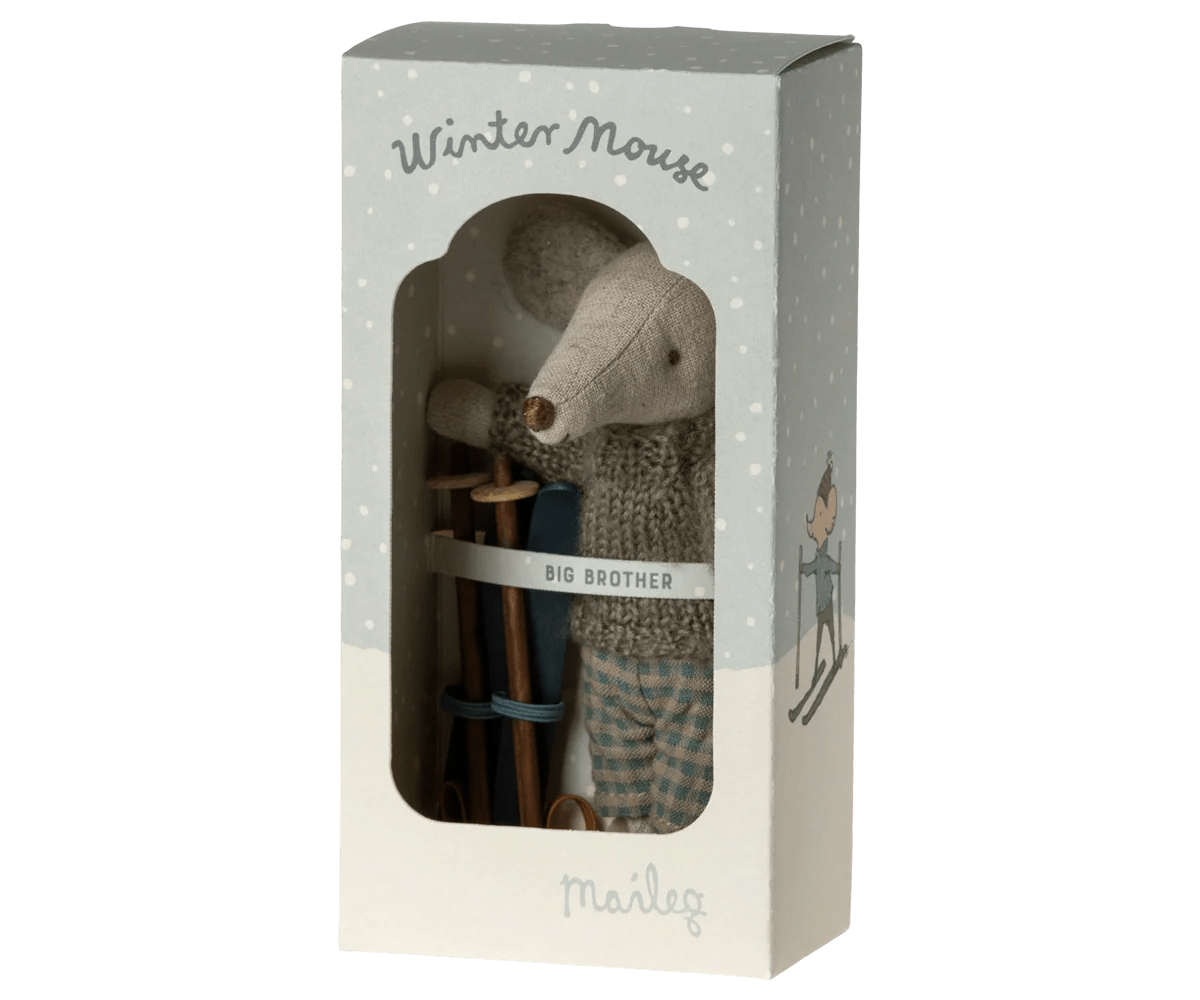 Maileg Big Brother Winter Mouse w Ski Set - Flea Boutiques