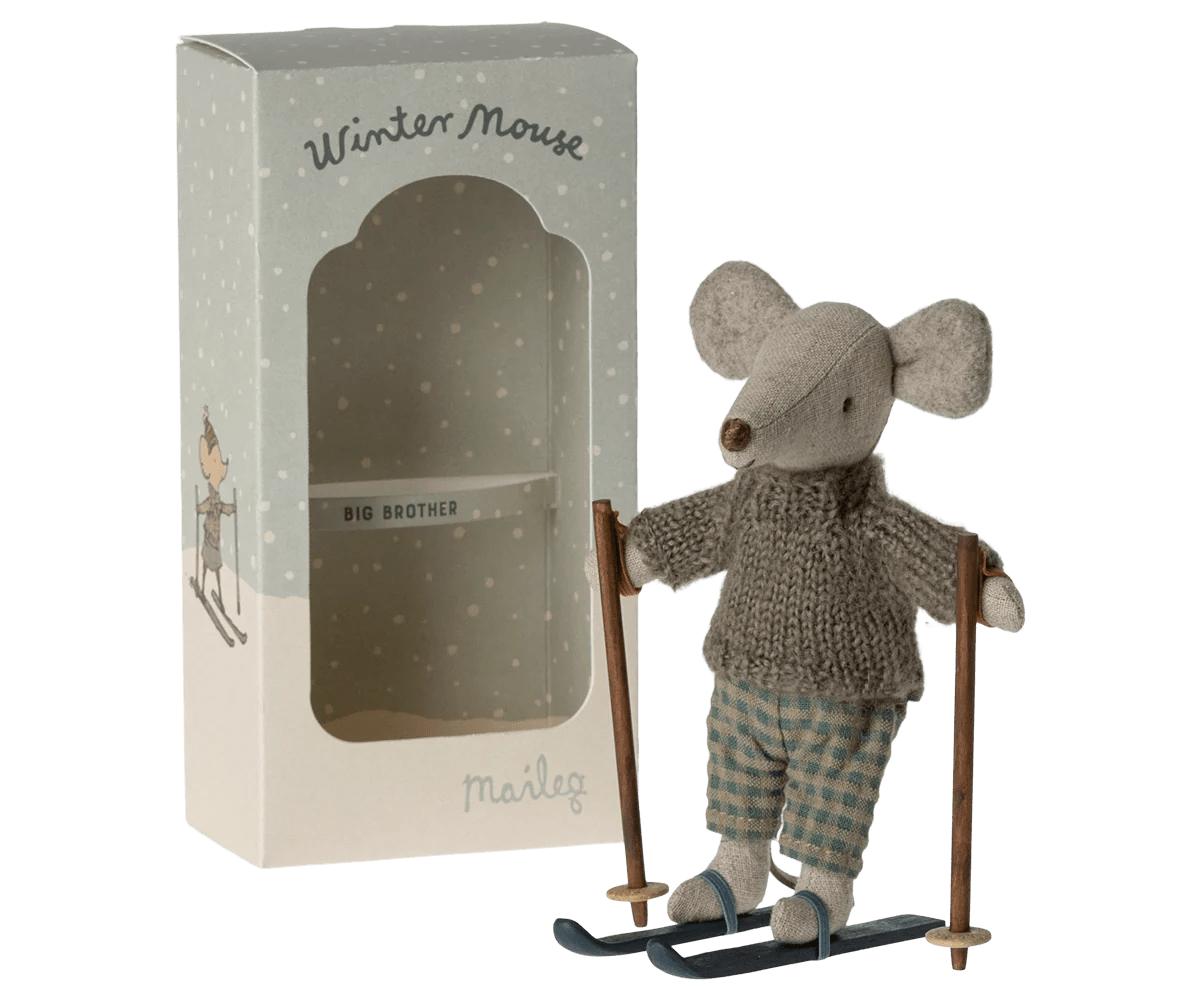 Maileg Big Brother Winter Mouse w Ski Set - Flea Boutiques