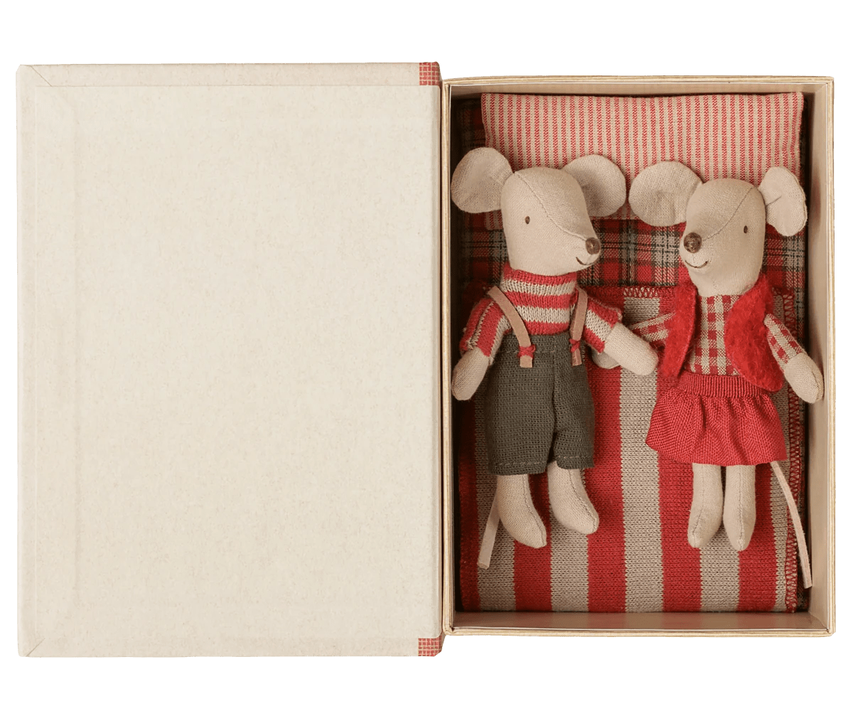 Maileg Christmas Twin Mice Lil Sis + Bro in Book - Flea Boutiques