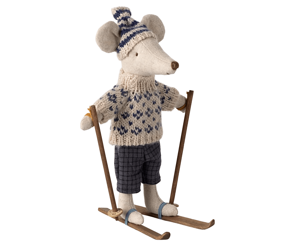 Maileg Dad Winter Mouse with Ski Set - Flea Boutiques